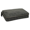 FENDI Zucca Canvas Clutch Bag Outlet Black Gray Auth 131527-1