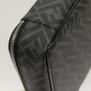 FENDI Zucca Canvas Clutch Bag Outlet Black Gray Auth 131527-15