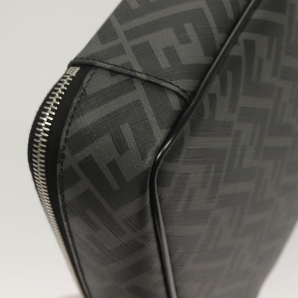 FENDI Zucca Canvas Clutch Bag Outlet Black Gray Auth 131527