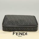 FENDI Zucca Canvas Clutch Bag Outlet Black Gray Auth 131527-12