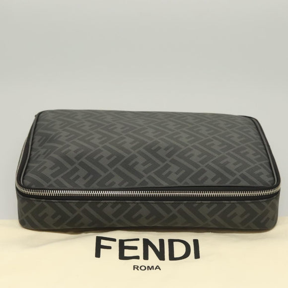 FENDI Zucca Canvas Clutch Bag Outlet Black Gray Auth 131527