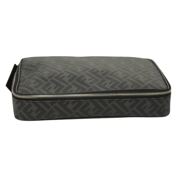 FENDI Zucca Canvas Clutch Bag Outlet Black Gray Auth 131527