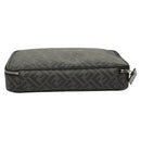 FENDI Zucca Canvas Clutch Bag Outlet Black Gray Auth 131527-2