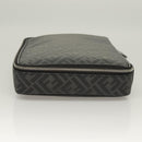 FENDI Zucca Canvas Clutch Bag Outlet Black Gray Auth 131527-3