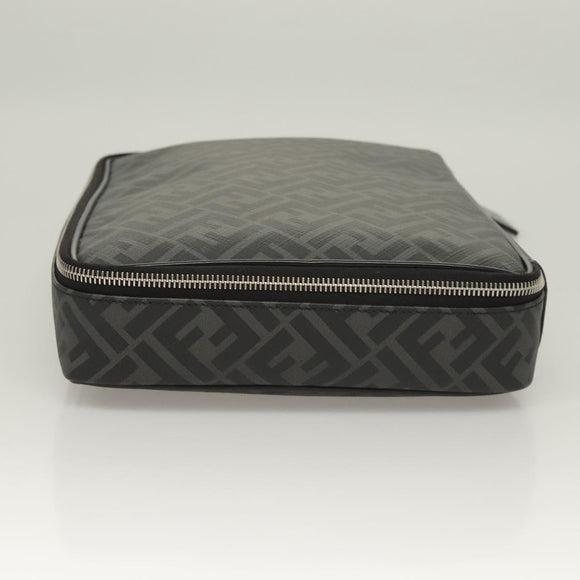 FENDI Zucca Canvas Clutch Bag Outlet Black Gray Auth 131527