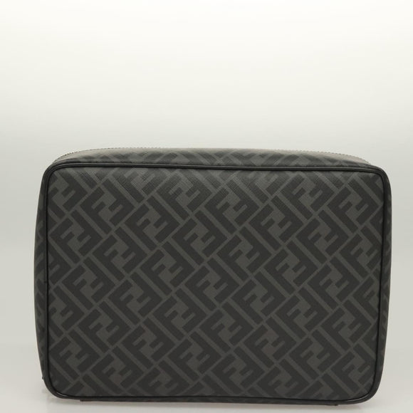 FENDI Zucca Canvas Clutch Bag Outlet Black Gray Auth 131527