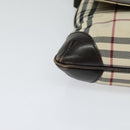 BURBERRY Nova Check Shoulder Bag Canvas Beige Silver Auth 131533-8