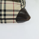 BURBERRY Nova Check Shoulder Bag Canvas Beige Silver Auth 131533-15