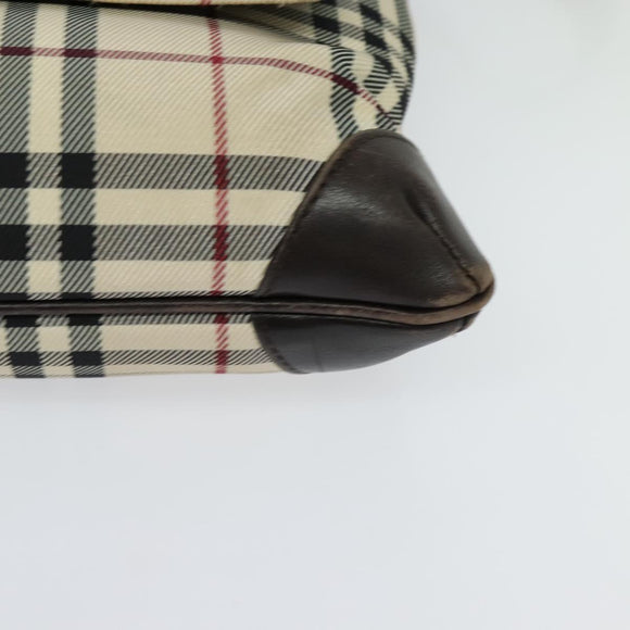 BURBERRY Nova Check Shoulder Bag Canvas Beige Silver Auth 131533