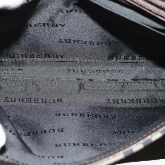 BURBERRY Nova Check Shoulder Bag Canvas Beige Silver Auth 131533