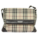 BURBERRY Nova Check Shoulder Bag Canvas Beige Silver Auth 131533-13
