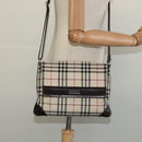 BURBERRY Nova Check Shoulder Bag Canvas Beige Silver Auth 131533-21