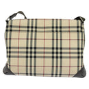 BURBERRY Nova Check Shoulder Bag Canvas Beige Silver Auth 131533-2