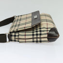 BURBERRY Nova Check Shoulder Bag Canvas Beige Silver Auth 131533-3