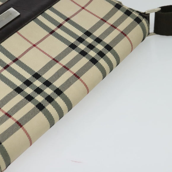 BURBERRY Nova Check Shoulder Bag Canvas Beige Silver Auth 131533