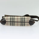 BURBERRY Nova Check Shoulder Bag Canvas Beige Silver Auth 131533-5