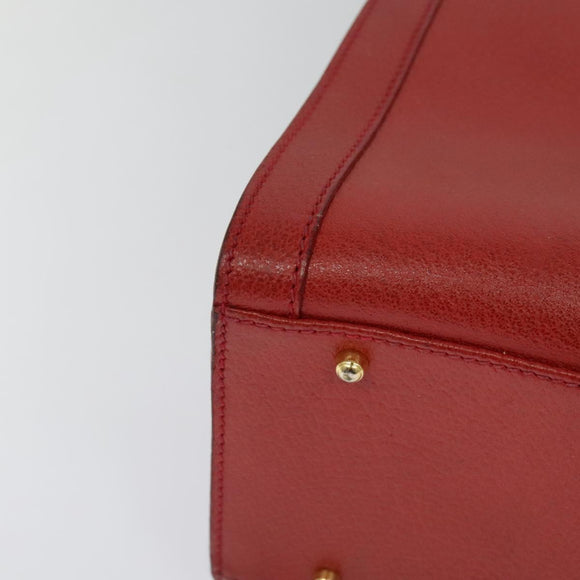 GUCCI Bamboo Hand Bag Leather Red Gold 002 123 0260 Auth 131556