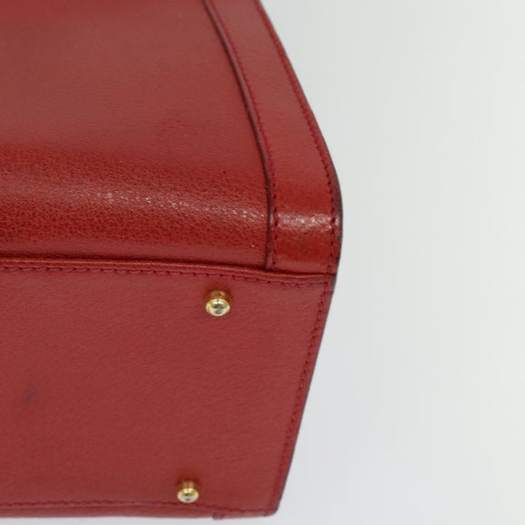 GUCCI Bamboo Hand Bag Leather Red Gold 002 123 0260 Auth 131556