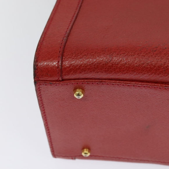 GUCCI Bamboo Hand Bag Leather Red Gold 002 123 0260 Auth 131556