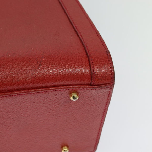 GUCCI Bamboo Hand Bag Leather Red Gold 002 123 0260 Auth 131556