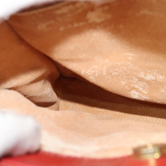 GUCCI Bamboo Hand Bag Leather Red Gold 002 123 0260 Auth 131556