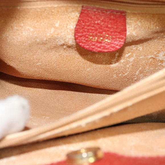 GUCCI Bamboo Hand Bag Leather Red Gold 002 123 0260 Auth 131556