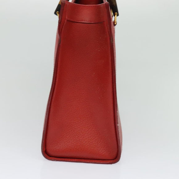 GUCCI Bamboo Hand Bag Leather Red Gold 002 123 0260 Auth 131556