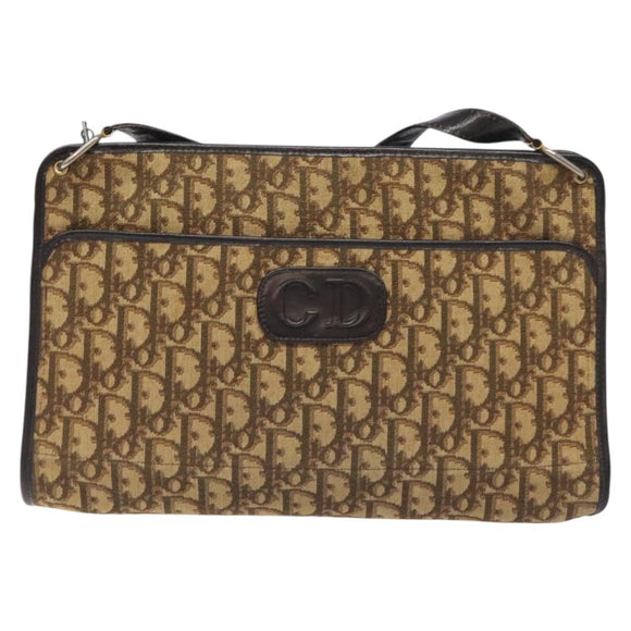 Christian Dior Trotter Canvas Shoulder Bag Brown Auth 131559