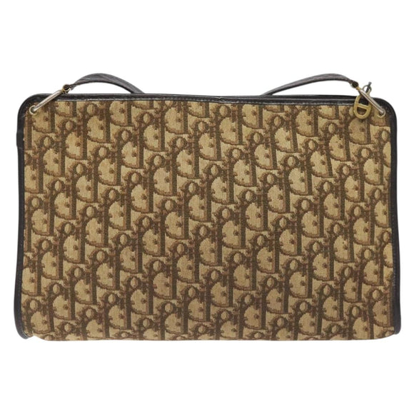 Christian Dior Trotter Canvas Shoulder Bag Brown Auth 131559