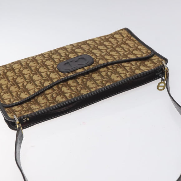 Christian Dior Trotter Canvas Shoulder Bag Brown Auth 131559