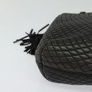 BALLY Chain Shoulder Bag Leather Black Gold Auth 131560-9