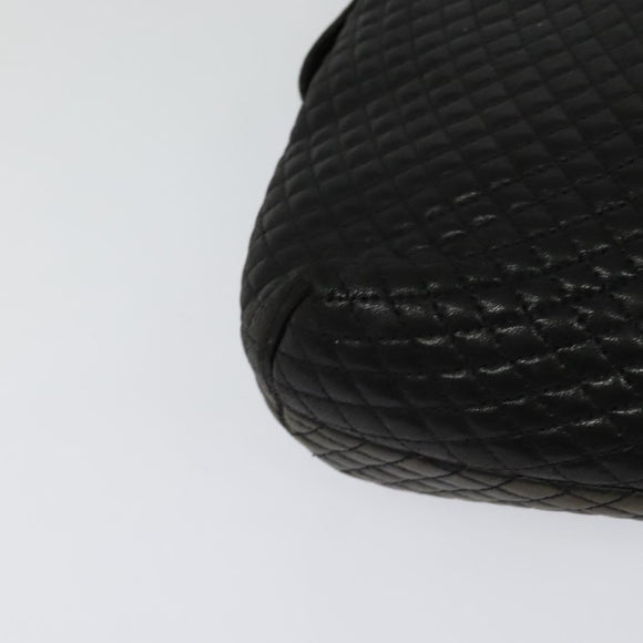 BALLY Chain Shoulder Bag Leather Black Gold Auth 131560