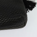 BALLY Chain Shoulder Bag Leather Black Gold Auth 131560-16