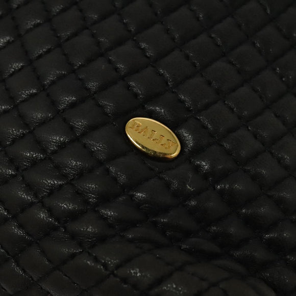 BALLY Chain Shoulder Bag Leather Black Gold Auth 131560