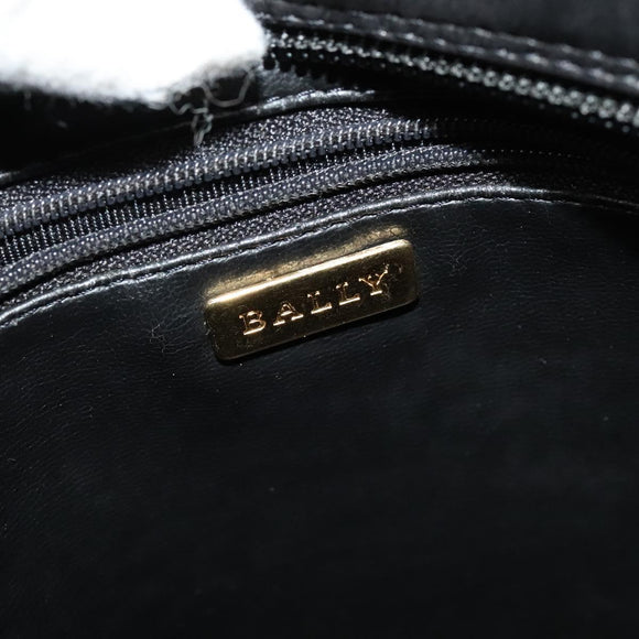 BALLY Chain Shoulder Bag Leather Black Gold Auth 131560