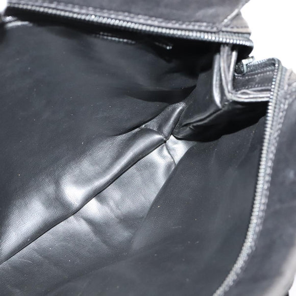 BALLY Chain Shoulder Bag Leather Black Gold Auth 131560