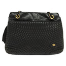 BALLY Chain Shoulder Bag Leather Black Gold Auth 131560-13