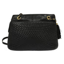 BALLY Chain Shoulder Bag Leather Black Gold Auth 131560-2