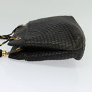 BALLY Chain Shoulder Bag Leather Black Gold Auth 131560-3