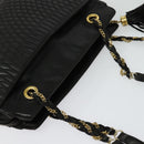 BALLY Chain Shoulder Bag Leather Black Gold Auth 131560-6
