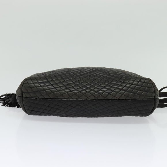 BALLY Chain Shoulder Bag Leather Black Gold Auth 131560