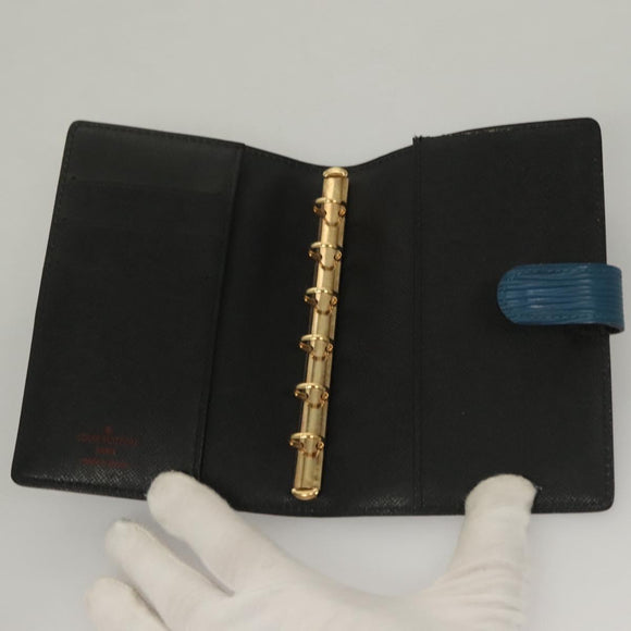 LOUIS VUITTON Epi Agenda PM Day Planner Cover 2Set Blue R20055 LV Auth 131566