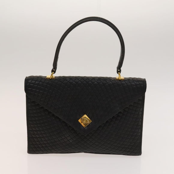 BALLY Hand Bag Leather PVC 2Set Black Brown gold Auth 131567