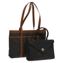BALLY Hand Bag Leather PVC 2Set Black Brown gold Auth 131567-1
