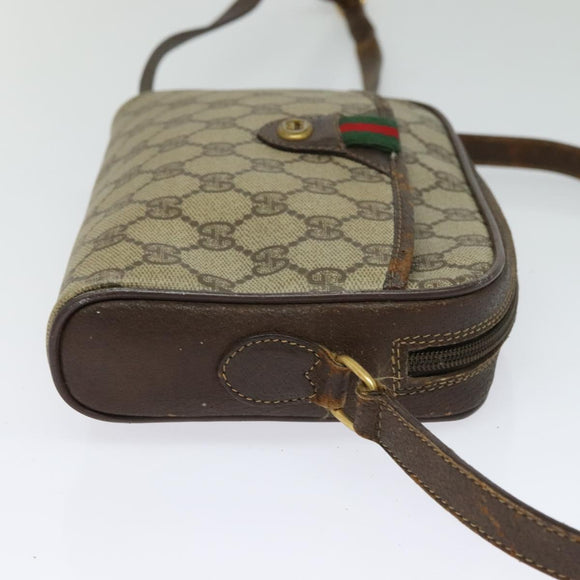 GUCCI GG Supreme Web Sherry Line Shoulder Bag PVC Beige 116 02 089 Auth 131582