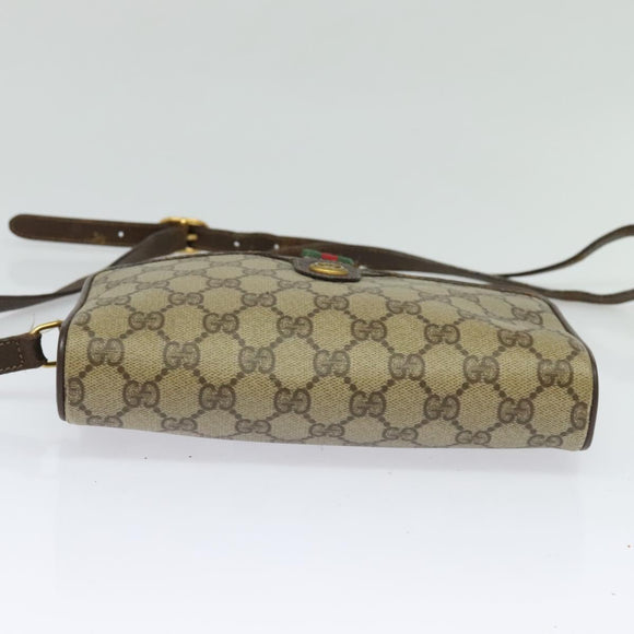 GUCCI GG Supreme Web Sherry Line Shoulder Bag PVC Beige 116 02 089 Auth 131582