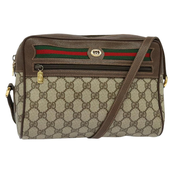 GUCCI GG Supreme Web Sherry Line Shoulder Bag PVC Beige 56 02 088 Auth 131583