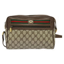 GUCCI GG Supreme Web Sherry Line Shoulder Bag PVC Beige 56 02 088 Auth 131583-2