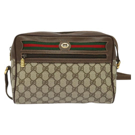 GUCCI GG Supreme Web Sherry Line Shoulder Bag PVC Beige 56 02 088 Auth 131583 - 0