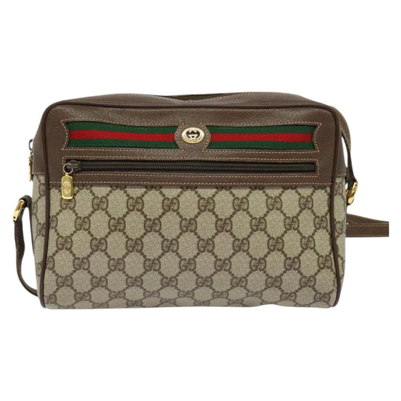 GUCCI GG Supreme Web Sherry Line Shoulder Bag PVC Beige 56 02 088 Auth 131583